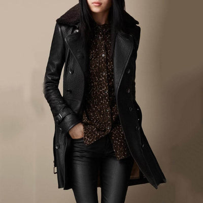 Amelia™ Elegant Leather Coat